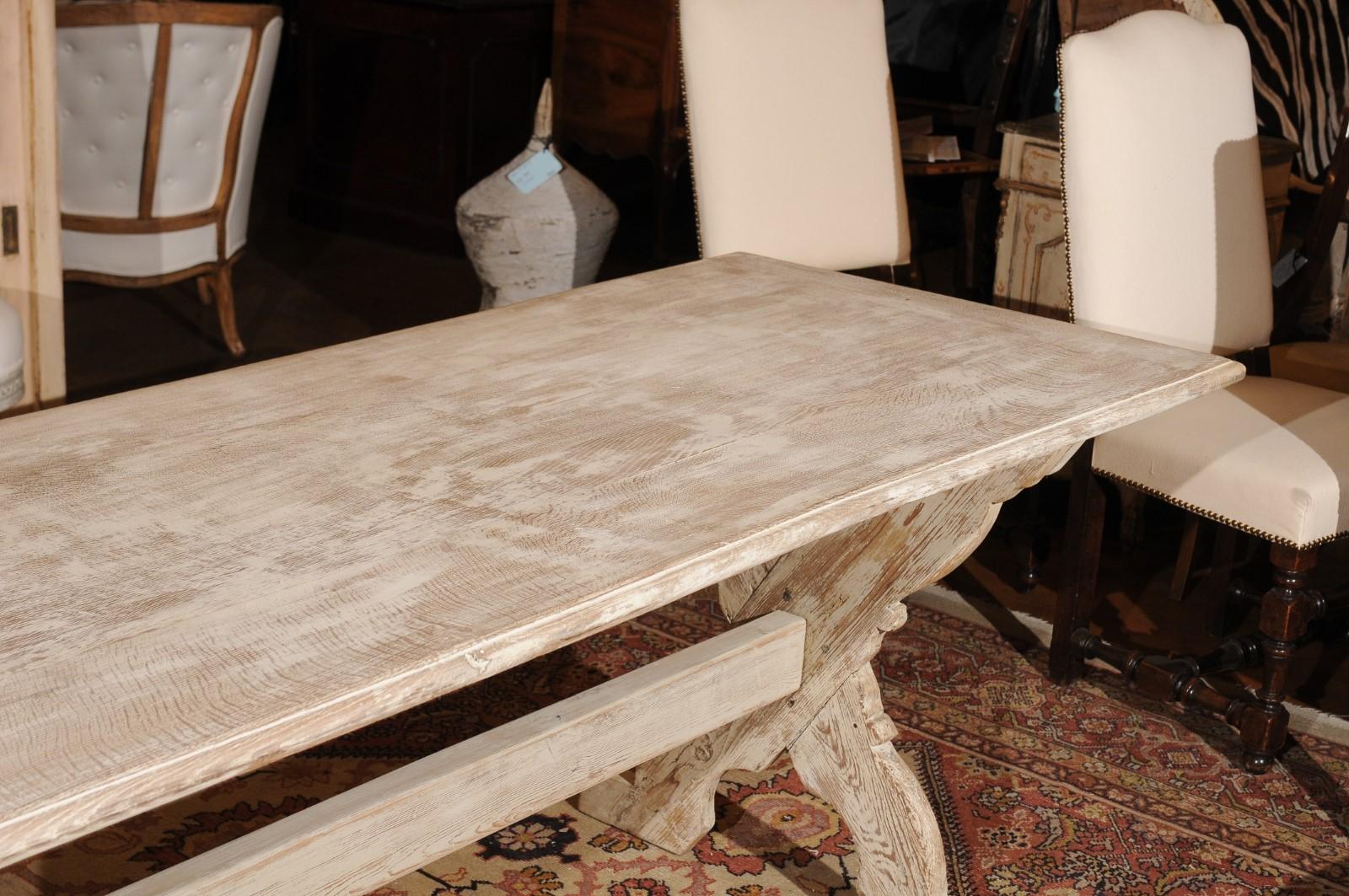 Swedish 1890s Painted Trestle Farm Table with X-Form Base and Distressed Finish 6