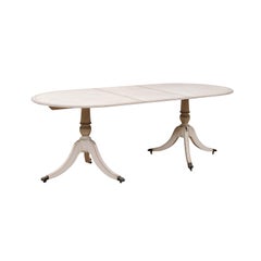 Swedish 1890s Painted Two-Pillar Extension Dining Table with Bronze Lion Feet