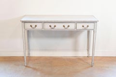 Swedish 1890s Painted Wood Console Table with Three Drawers and Tapered Legs