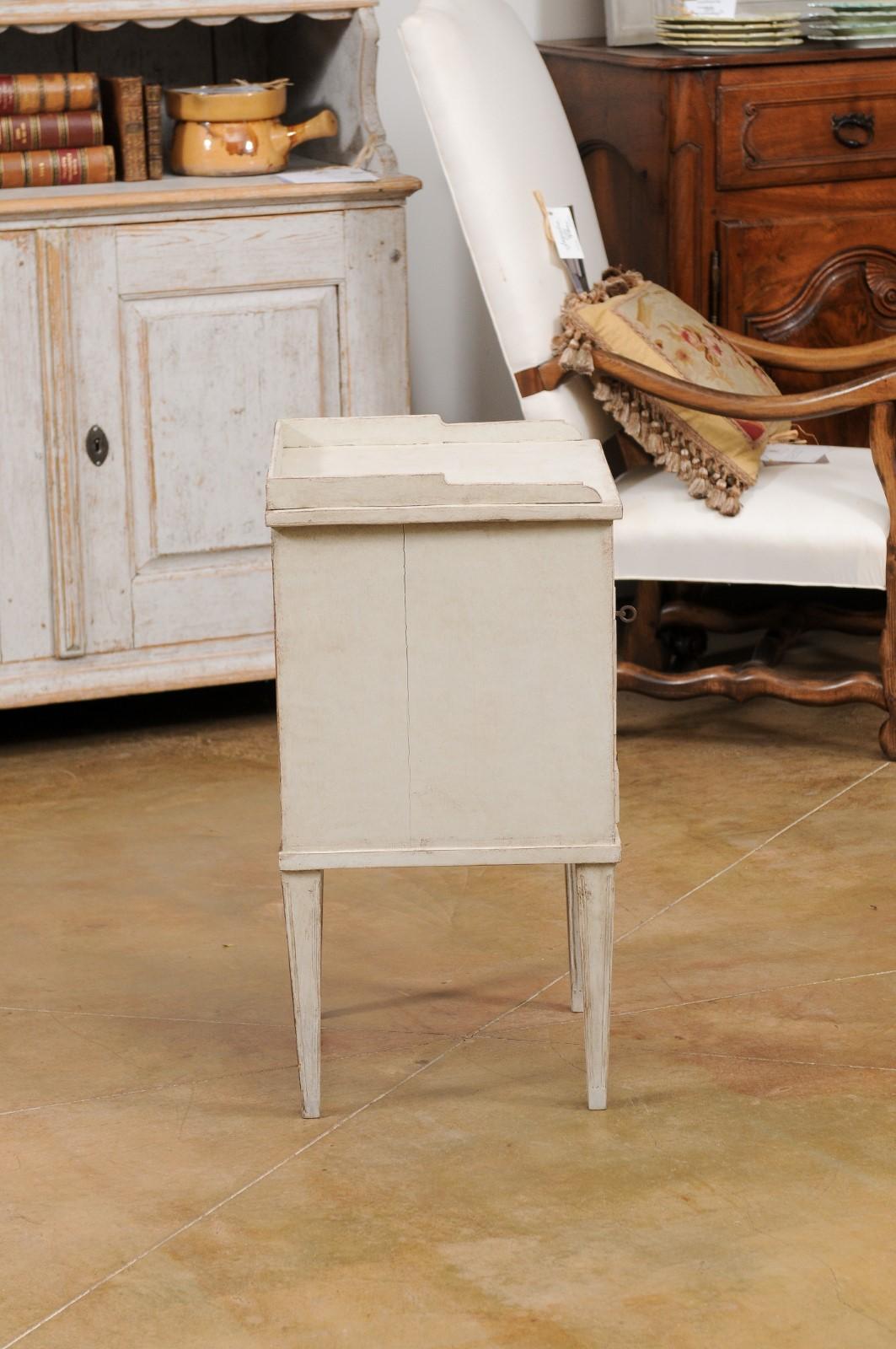 19th Century Swedish 1890s Painted Wood Nightstand Table with Doors and Drawers