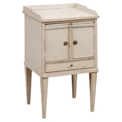 Swedish 1890s Painted Wood Nightstand Table with Doors and Drawers