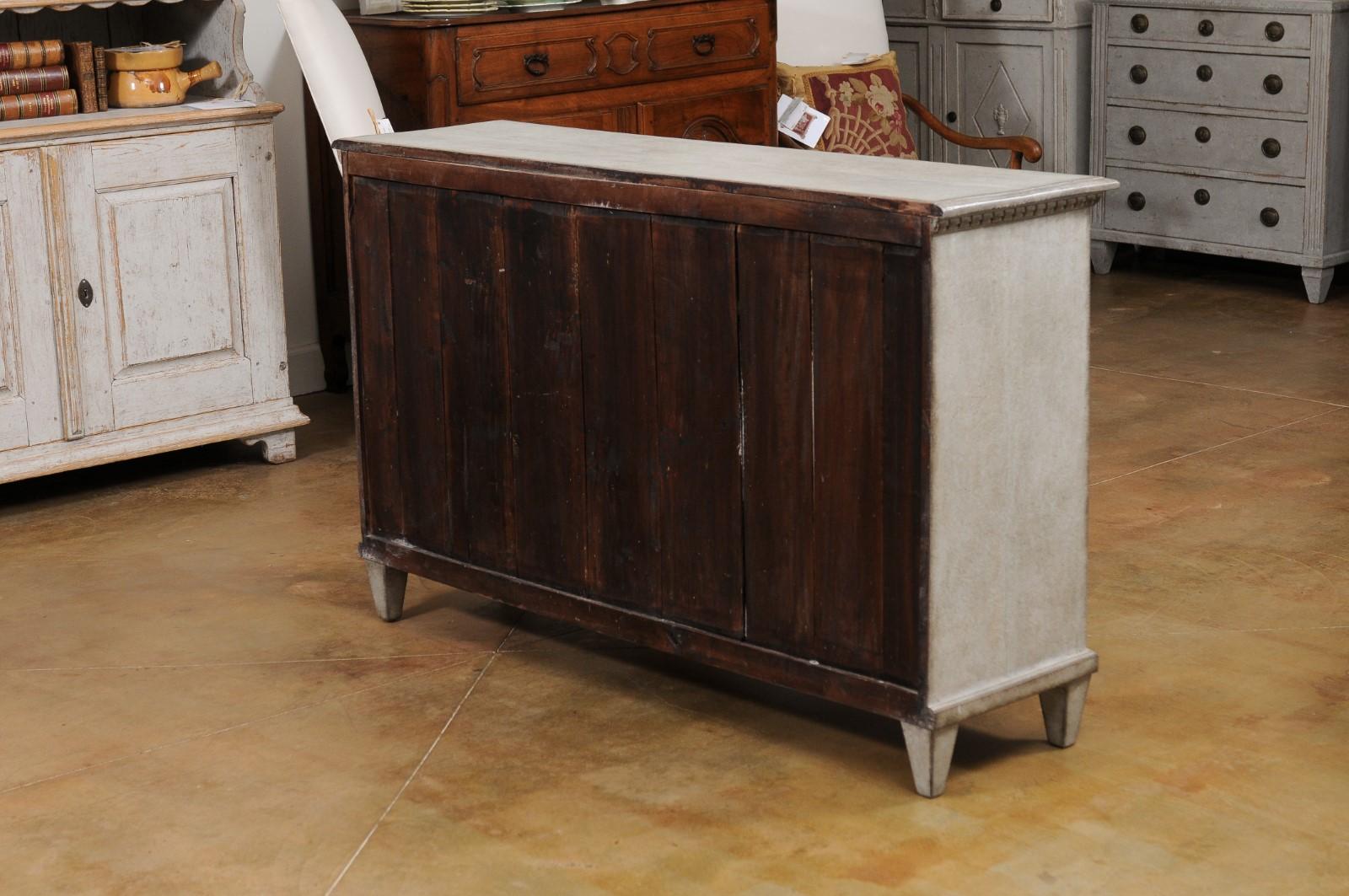 19th Century Swedish, 1890s, Painted Wood Sideboard with Three Drawers over Three Doors For Sale
