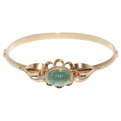 Swedish 18k Gold and Emerald Bracelet Made Year, 1952