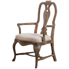 Swedish, 18th Century Baroque Armchair in Original Paint