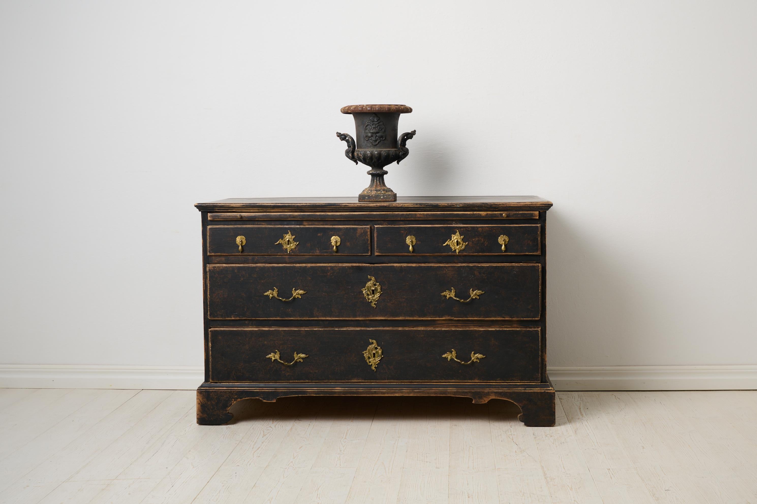Hand-Crafted Swedish 18th Century Baroque Chest of Drawers or Commode with Original Hardware For Sale