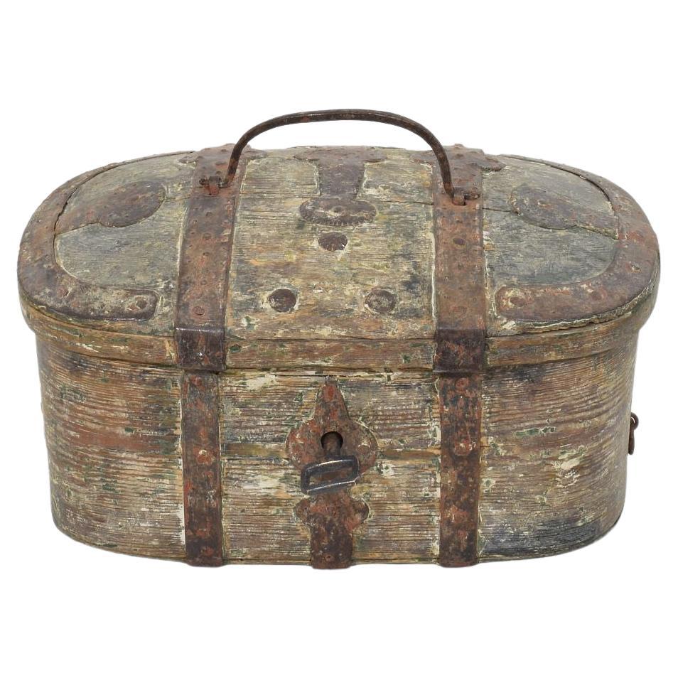 Scatola o cassapanca da viaggio in legno di bengala svedese del XVIII secolo