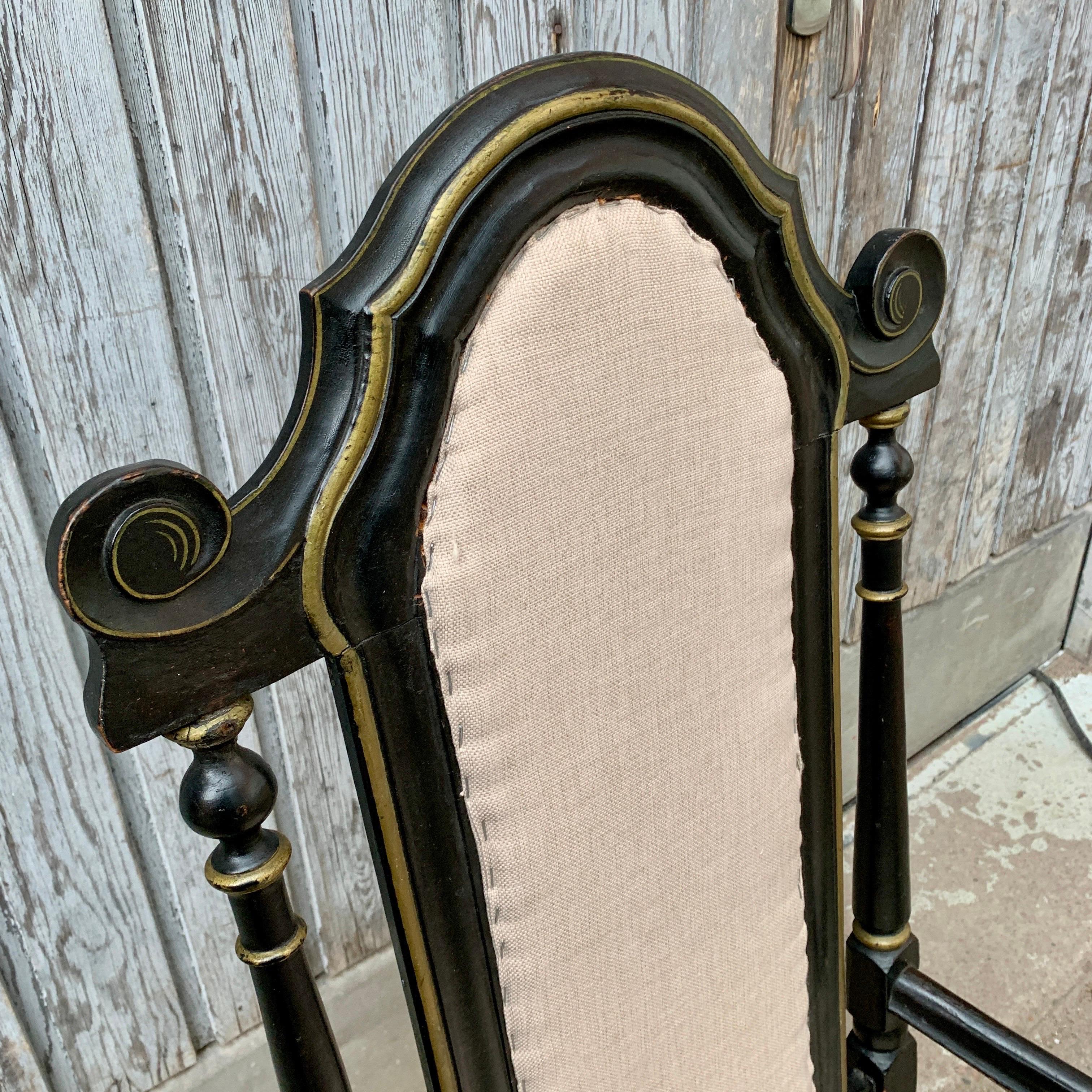 Swedish 18th Century Black Painted  Baroque Armchair For Sale 1