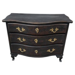 Swedish 18th Century Black Painted Baroque Gustavian-Painted 3 Drawer Chest