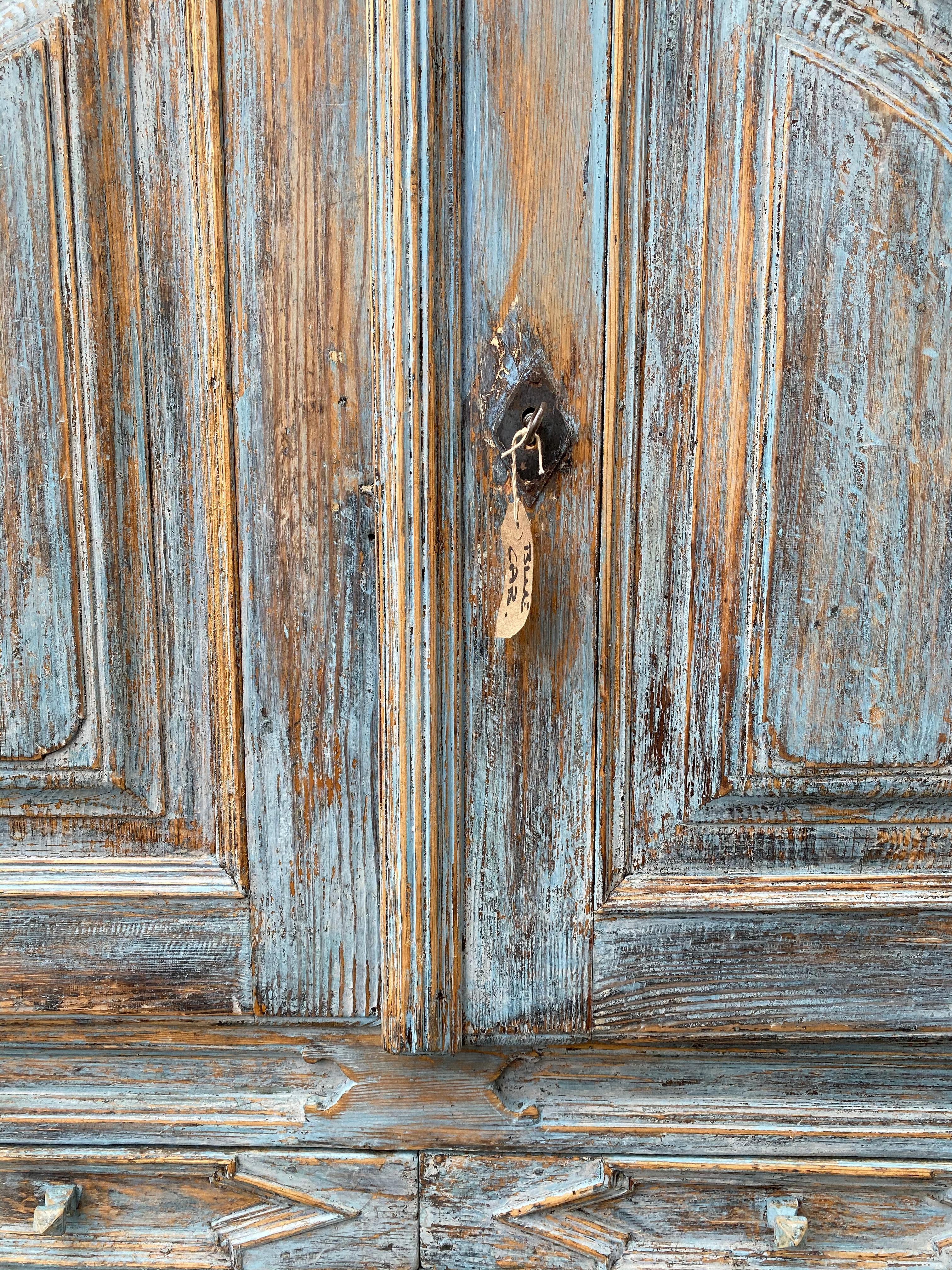 Swedish 18th Century Blue Painted Rococo Cabinet, Circa 1760 5