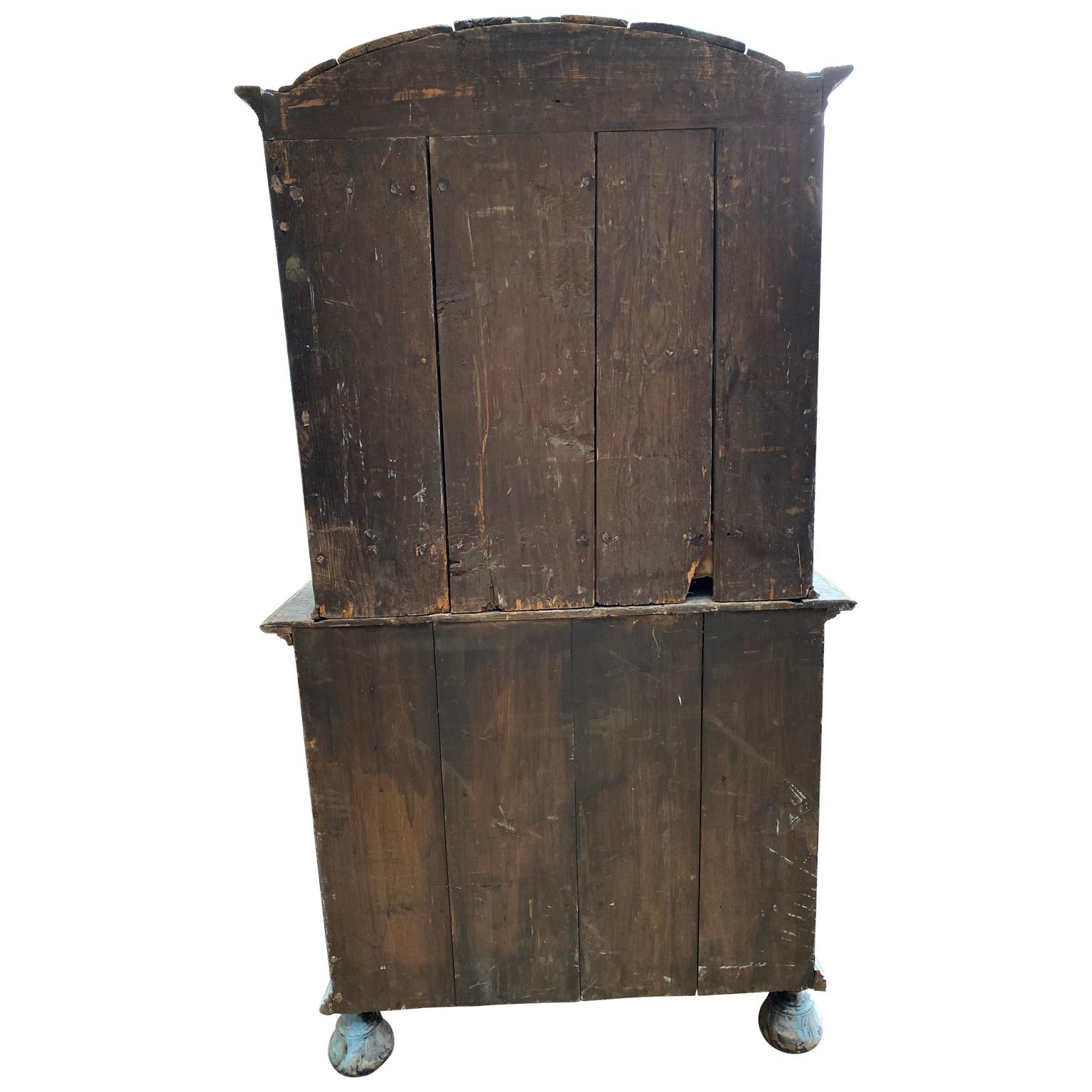 Swedish 18th Century Blue Painted Rococo Cabinet, Circa 1760 1