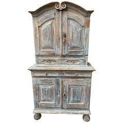 Swedish 18th Century Blue Painted Rococo Cabinet, Circa 1760