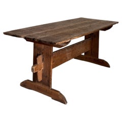 Tavolo contadino svedese del XVIII secolo con patina molto marcata, 208 x 80 x h78 cm