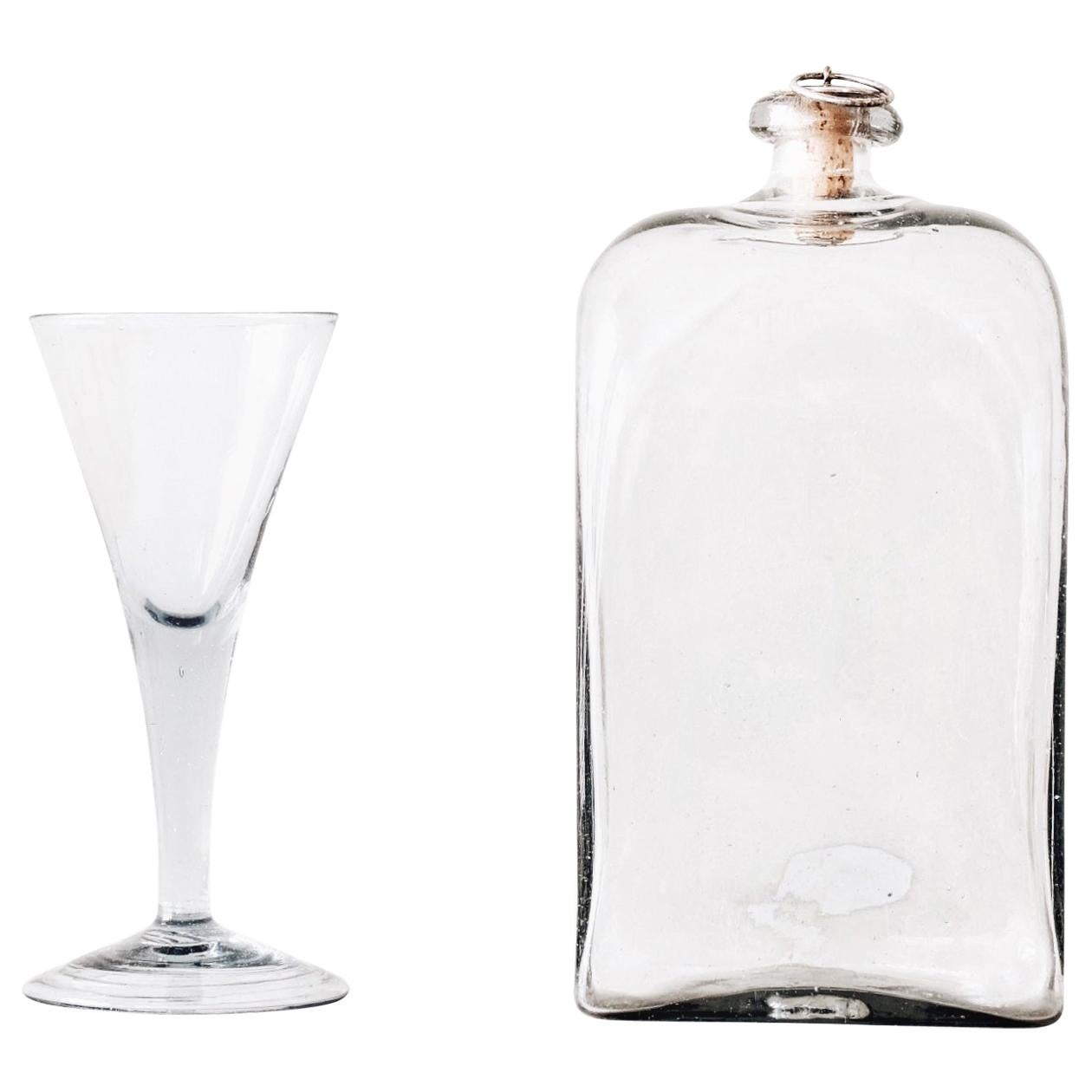 Swedish 18th Century Flask with Glass