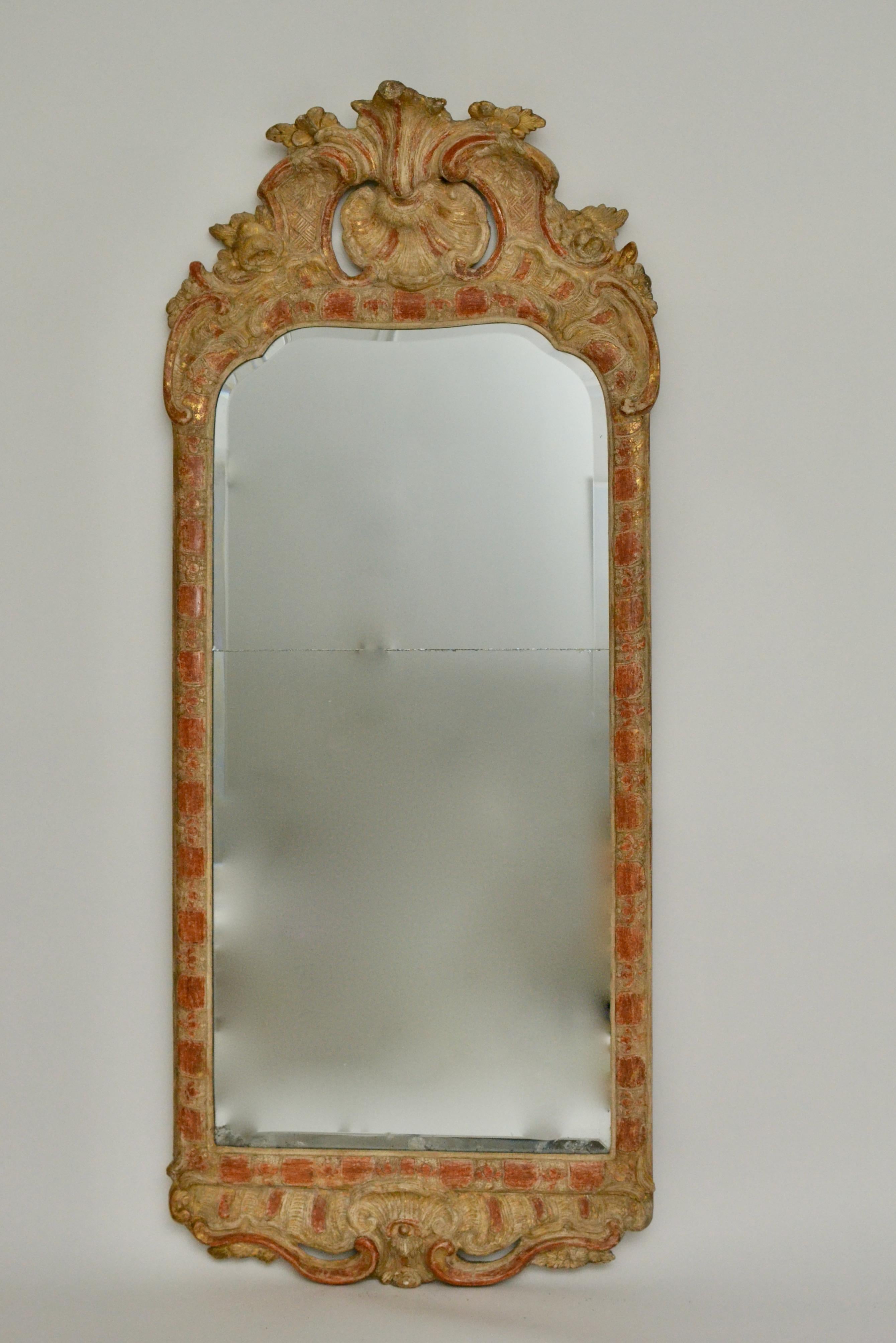 Swedish 18th Century Giltwood Rococo Mirror 1