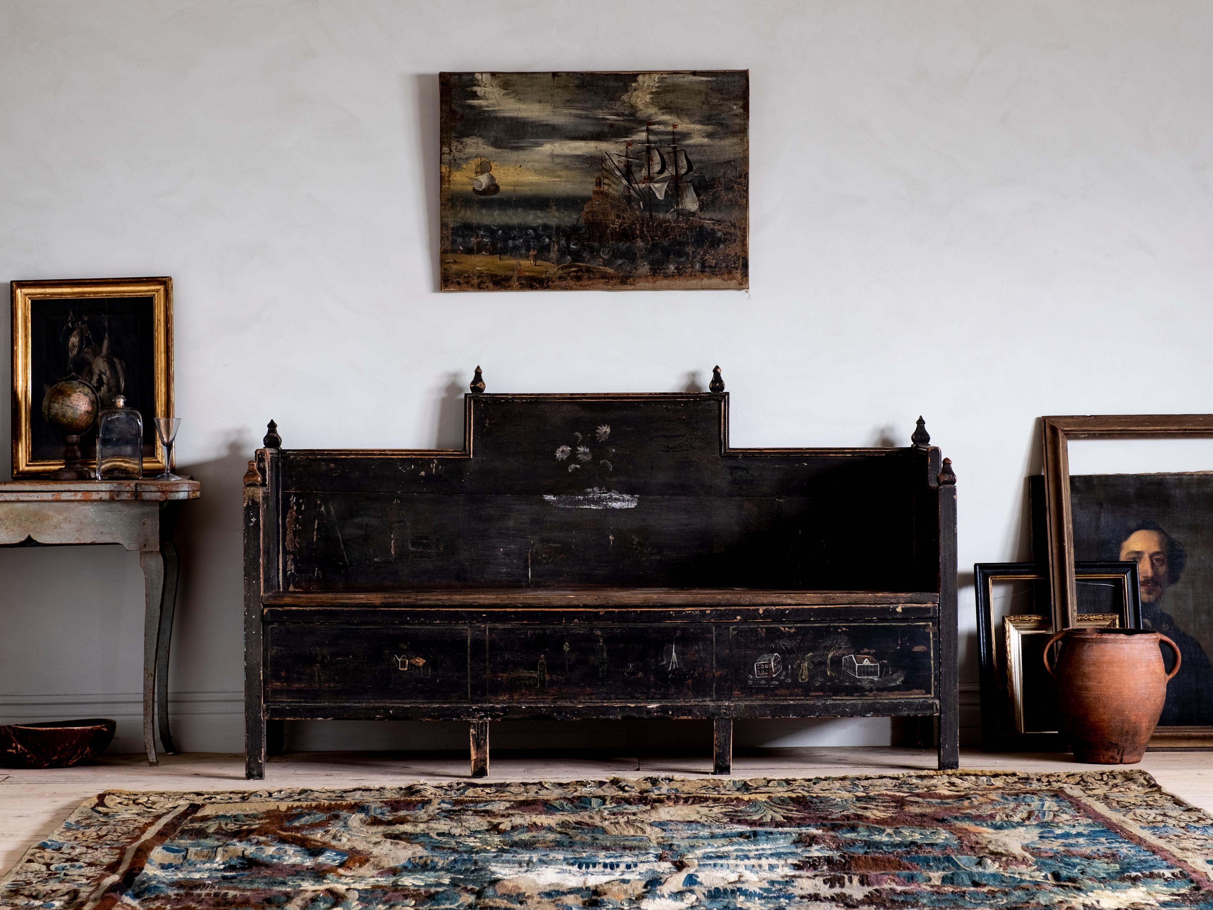 Swedish 18th Century Gustavian Folk Art Sofa 5