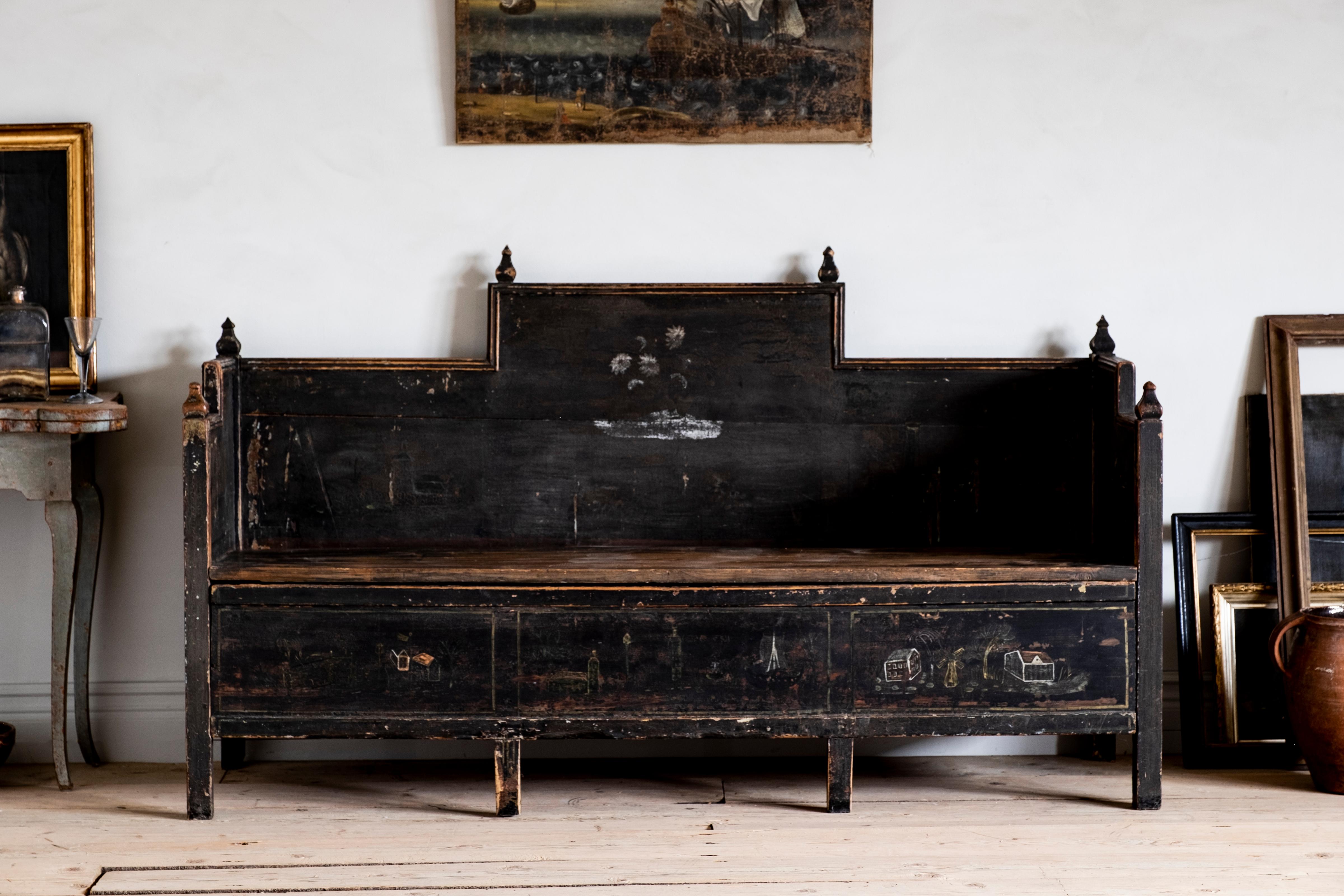 Swedish 18th Century Gustavian Folk Art Sofa 10