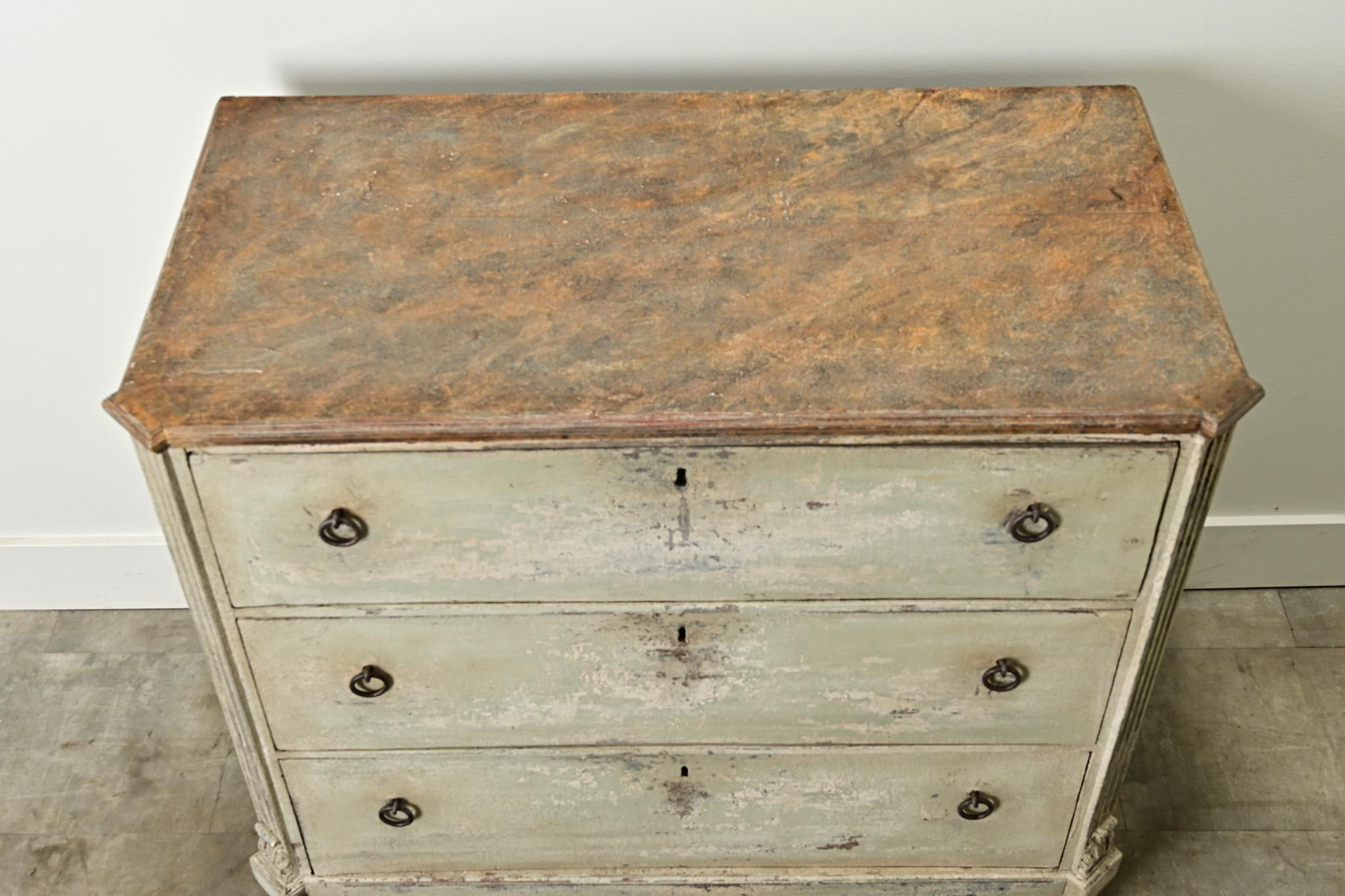 18th Century and Earlier Swedish 18th Century Gustavian Painted Chest For Sale