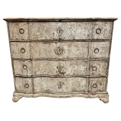 Swedish 18th Century Gustavian Serpentine Two Piece Commode Chest of Drawers 