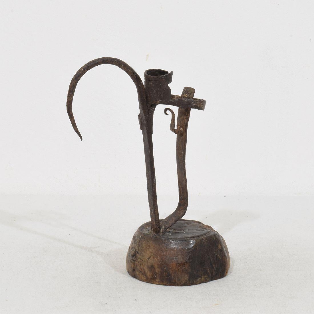 Swedish, 18th Century, Hand Forged Iron Candleholder For Sale 5
