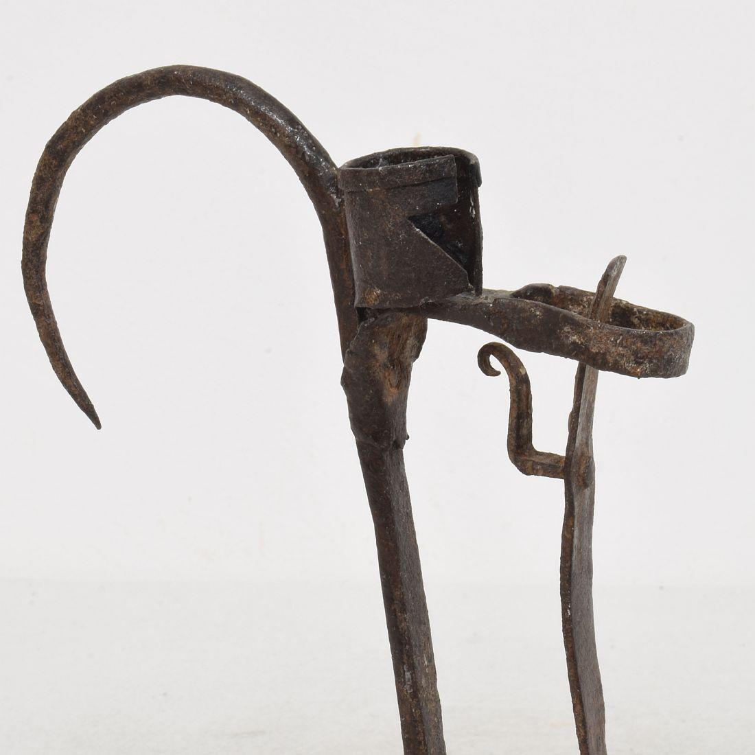 Swedish, 18th Century, Hand Forged Iron Candleholder For Sale 6