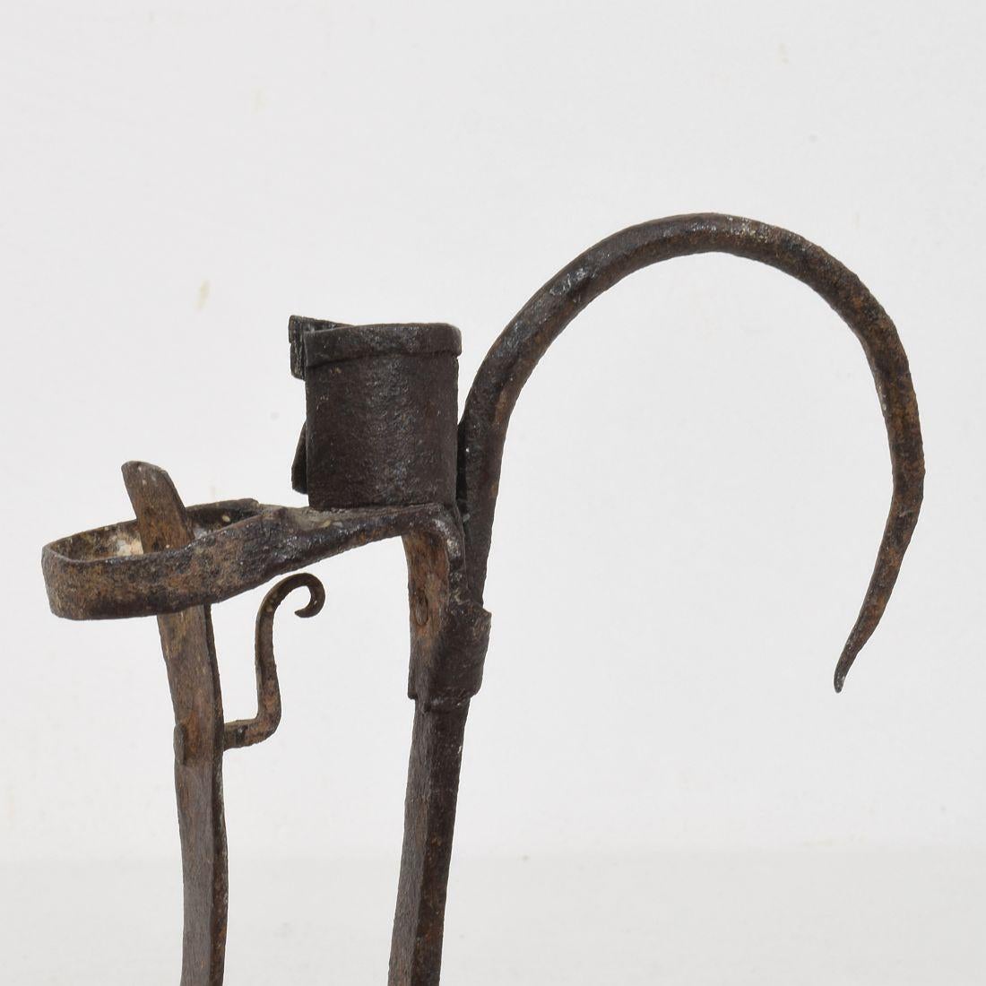 Swedish, 18th Century, Hand Forged Iron Candleholder For Sale 8