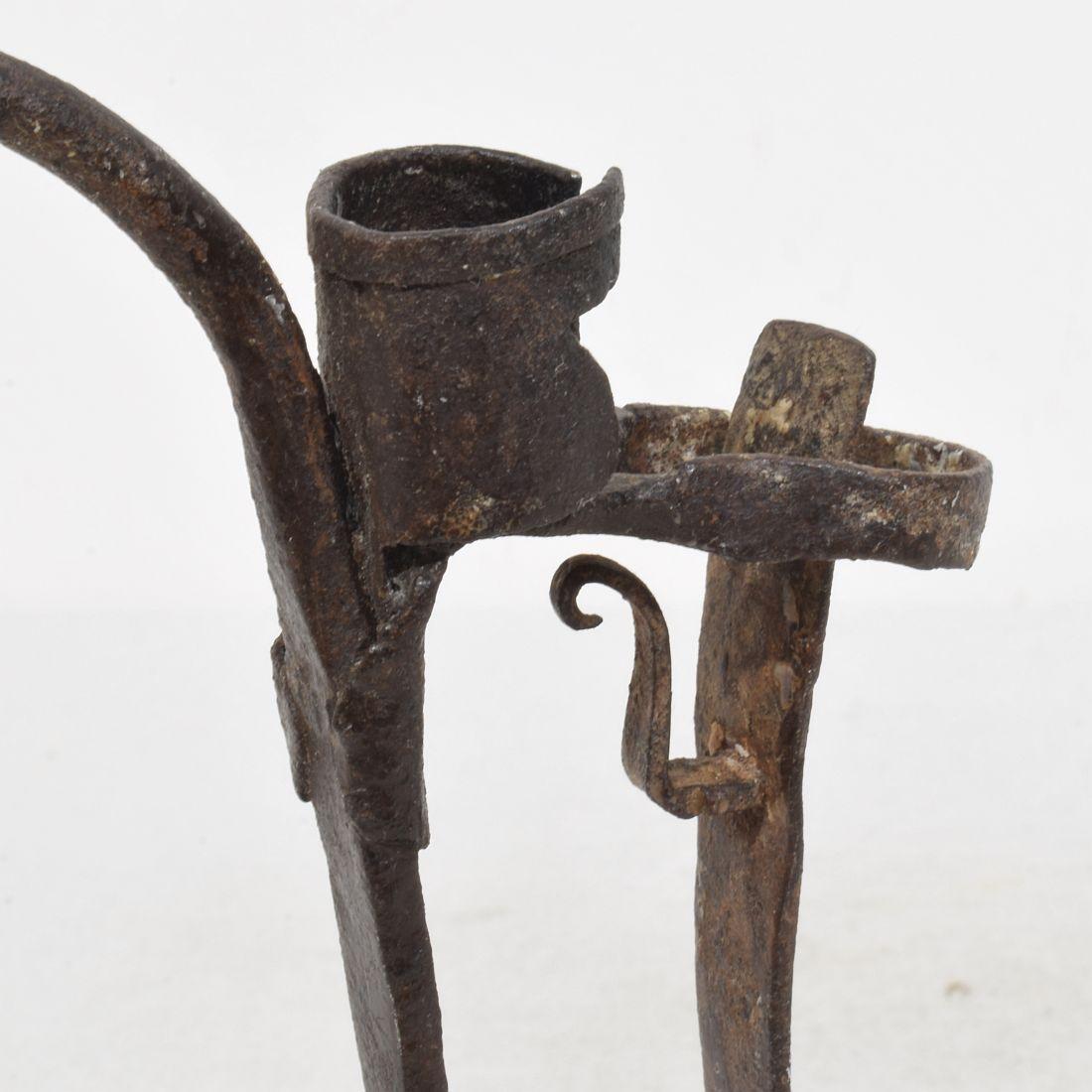 Swedish, 18th Century, Hand Forged Iron Candleholder For Sale 11