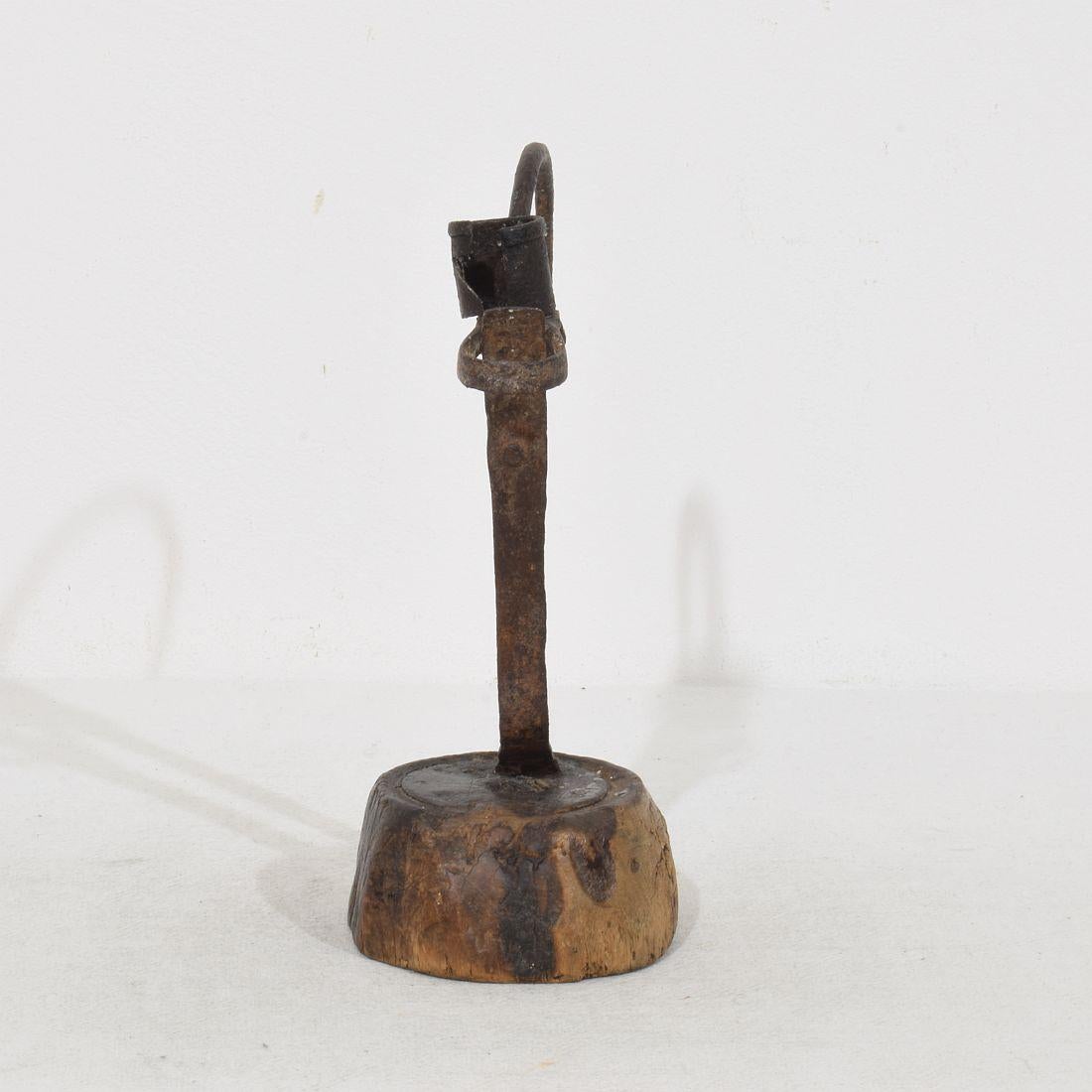 18th Century and Earlier Swedish, 18th Century, Hand Forged Iron Candleholder For Sale