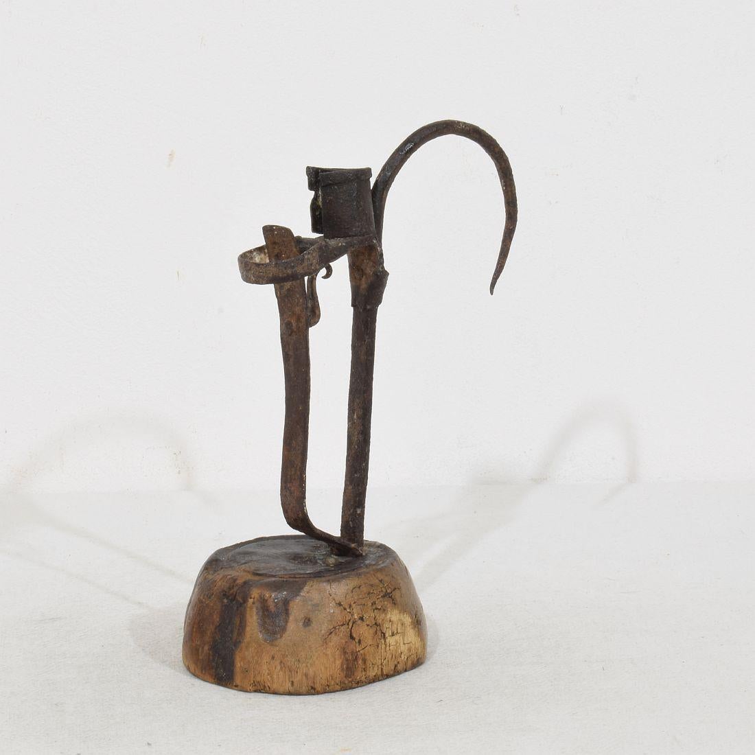 Swedish, 18th Century, Hand Forged Iron Candleholder For Sale 1