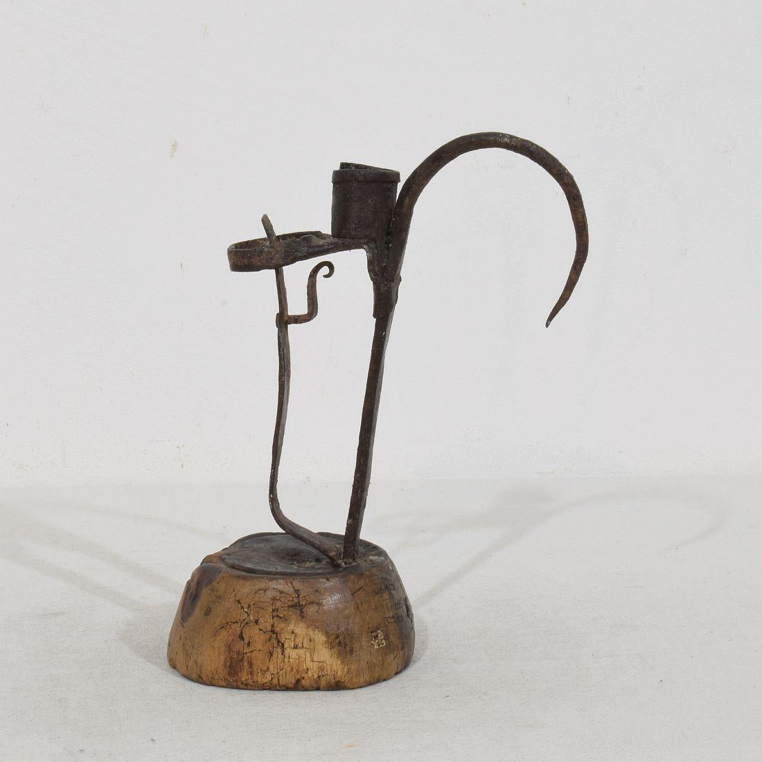 Swedish, 18th Century, Hand Forged Iron Candleholder For Sale 2