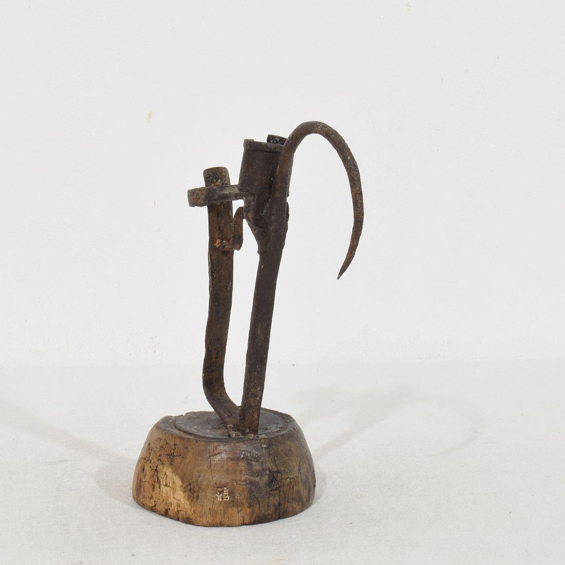 Swedish, 18th Century, Hand Forged Iron Candleholder For Sale 3