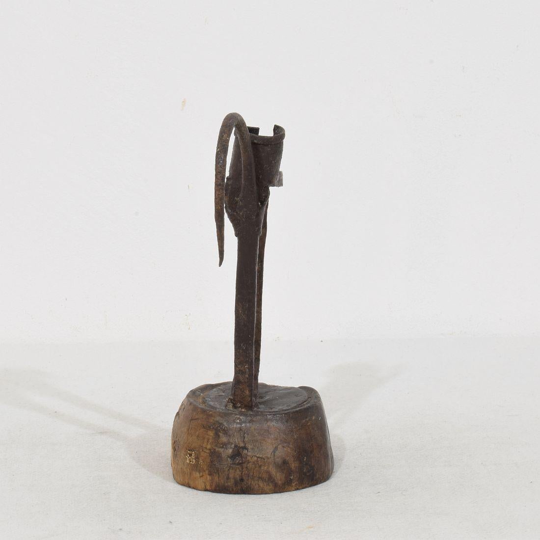 Swedish, 18th Century, Hand Forged Iron Candleholder For Sale 4
