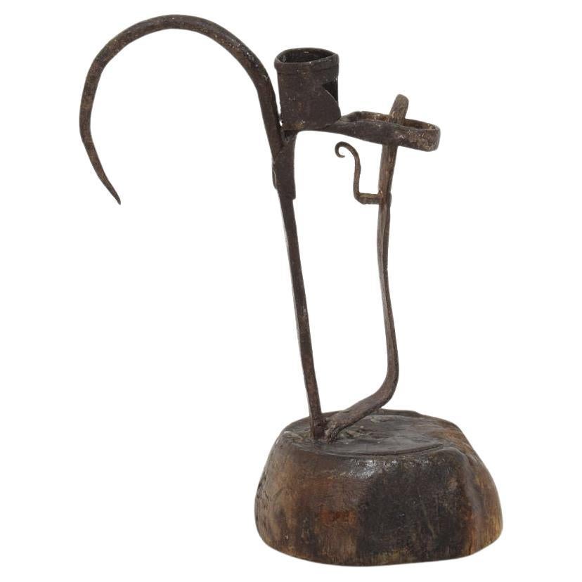 Swedish, 18th Century, Hand Forged Iron Candleholder For Sale