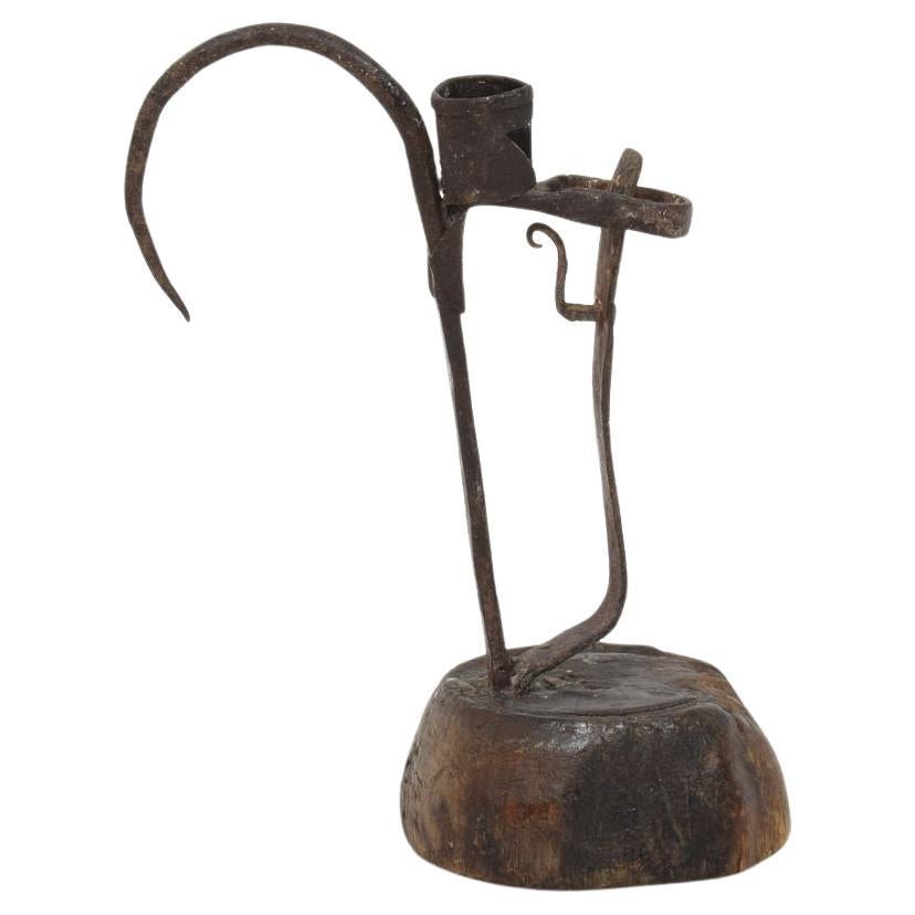 Swedish, 18th Century, Hand Forged Iron Candleholder
