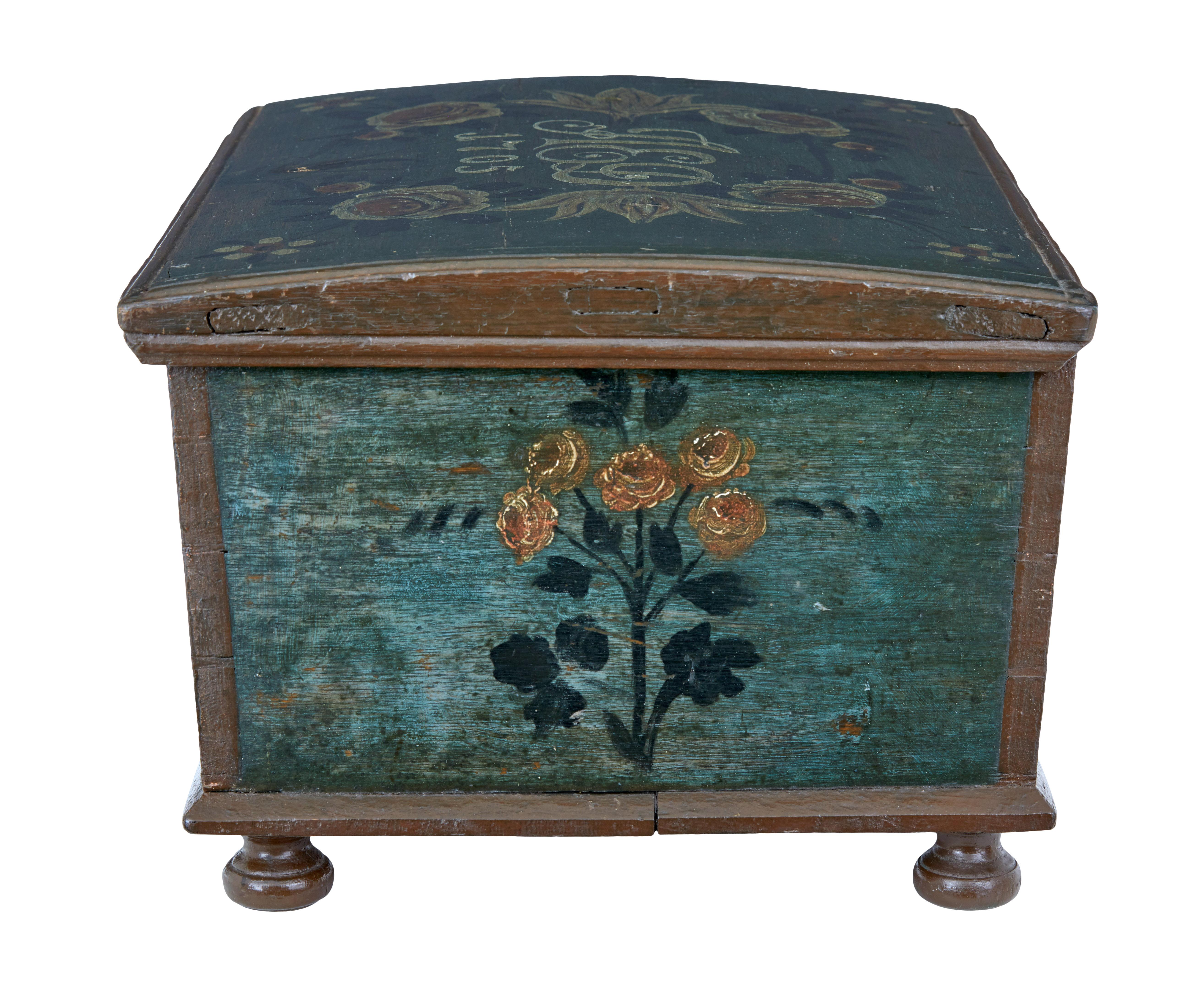 Folk Art Swedish 18th century hand painted oak box