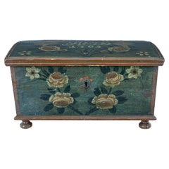 Swedish 18th century hand painted oak box