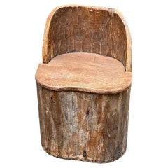 Swedish 18th century log chair handcrafted with lots of texture
