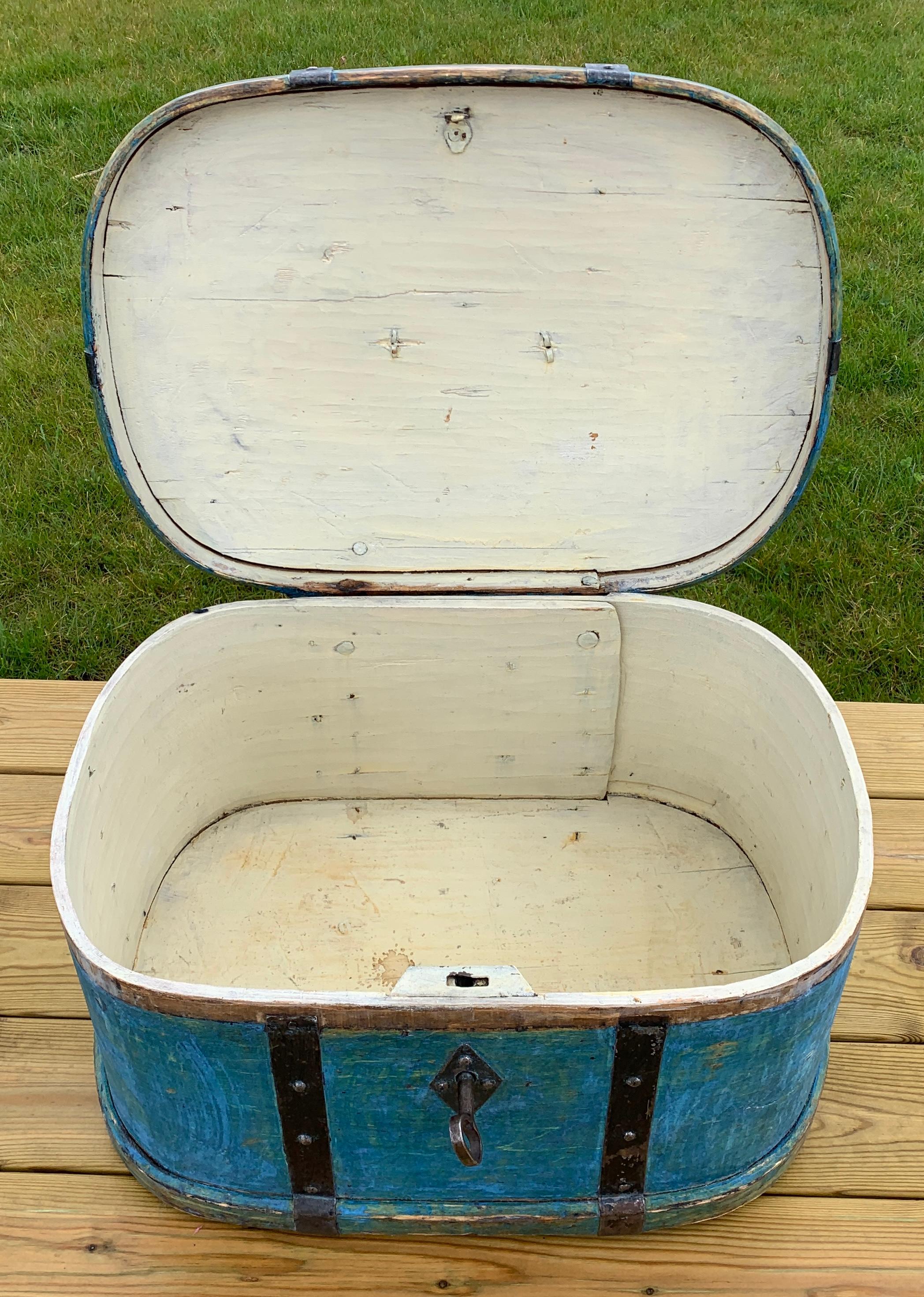 Swedish 18th Century Original Blue Folk Art Painted Box 6