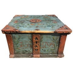 Swedish 18th Century Original Painted Decorative Box, Monogrammed & Dated 1792