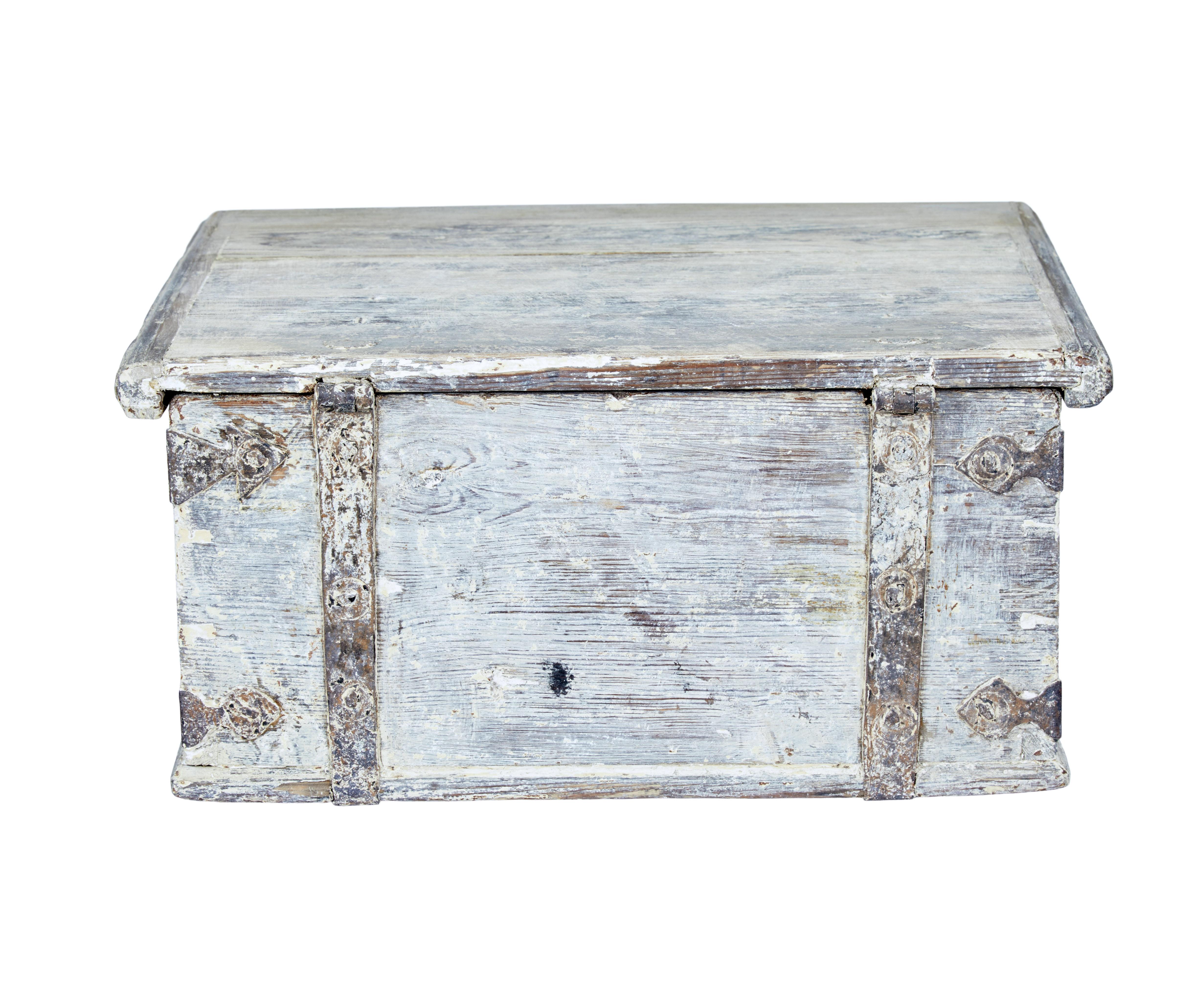 Baroque Revival Swedish 18th Century Painted Pine Box