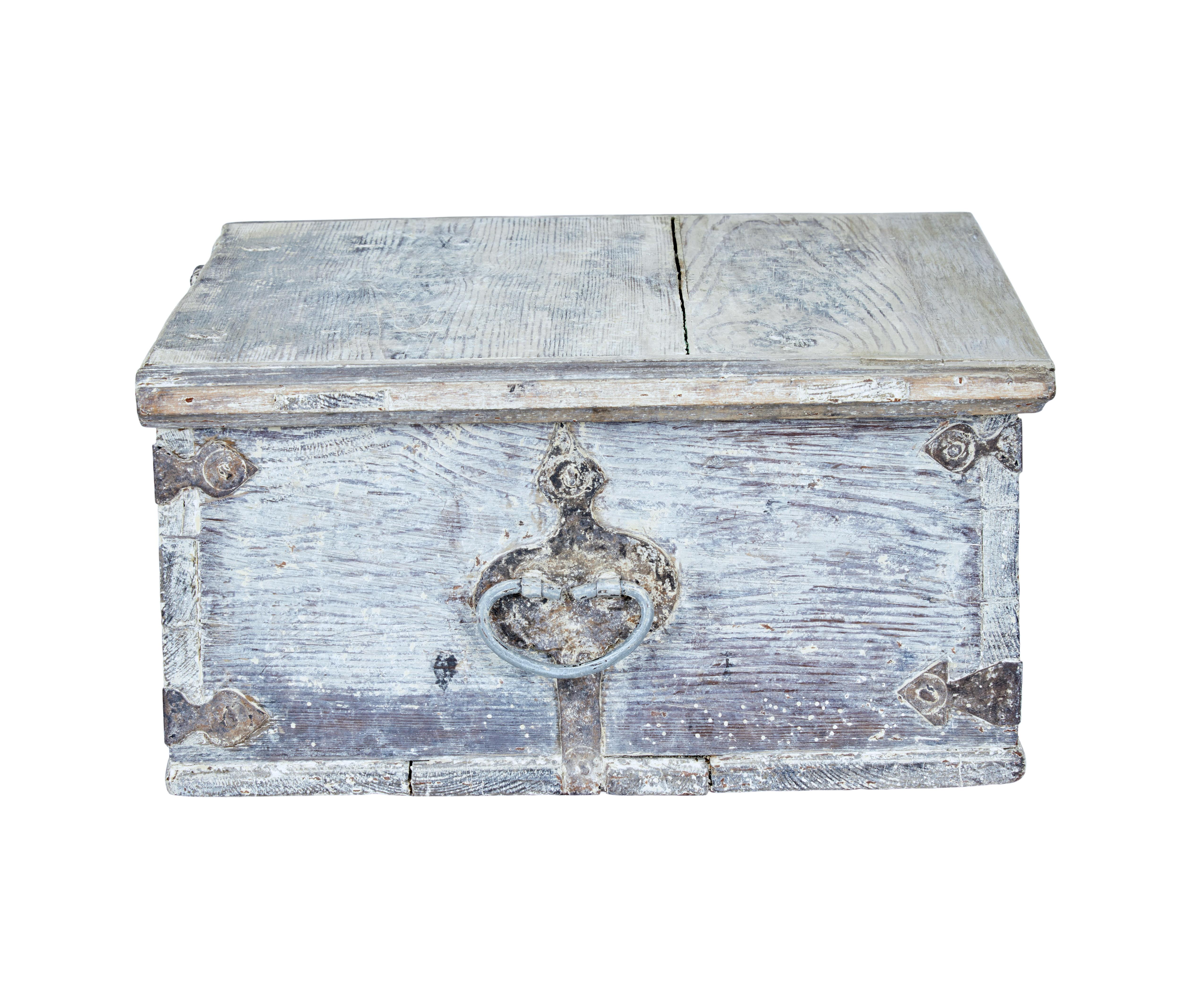 Hand-Crafted Swedish 18th Century Painted Pine Box