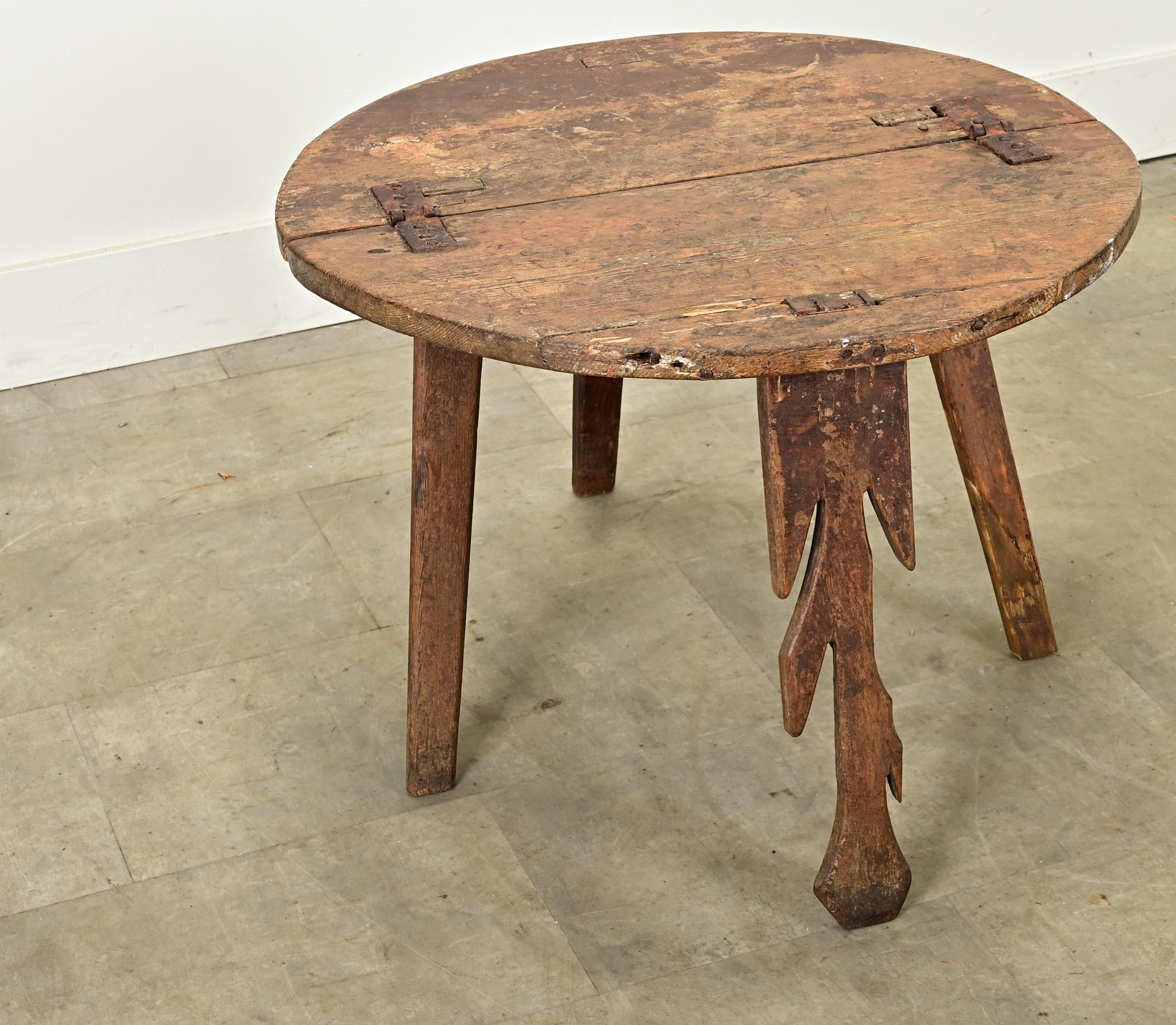 Hand-Carved Swedish 18th Century Pine Chair-Table