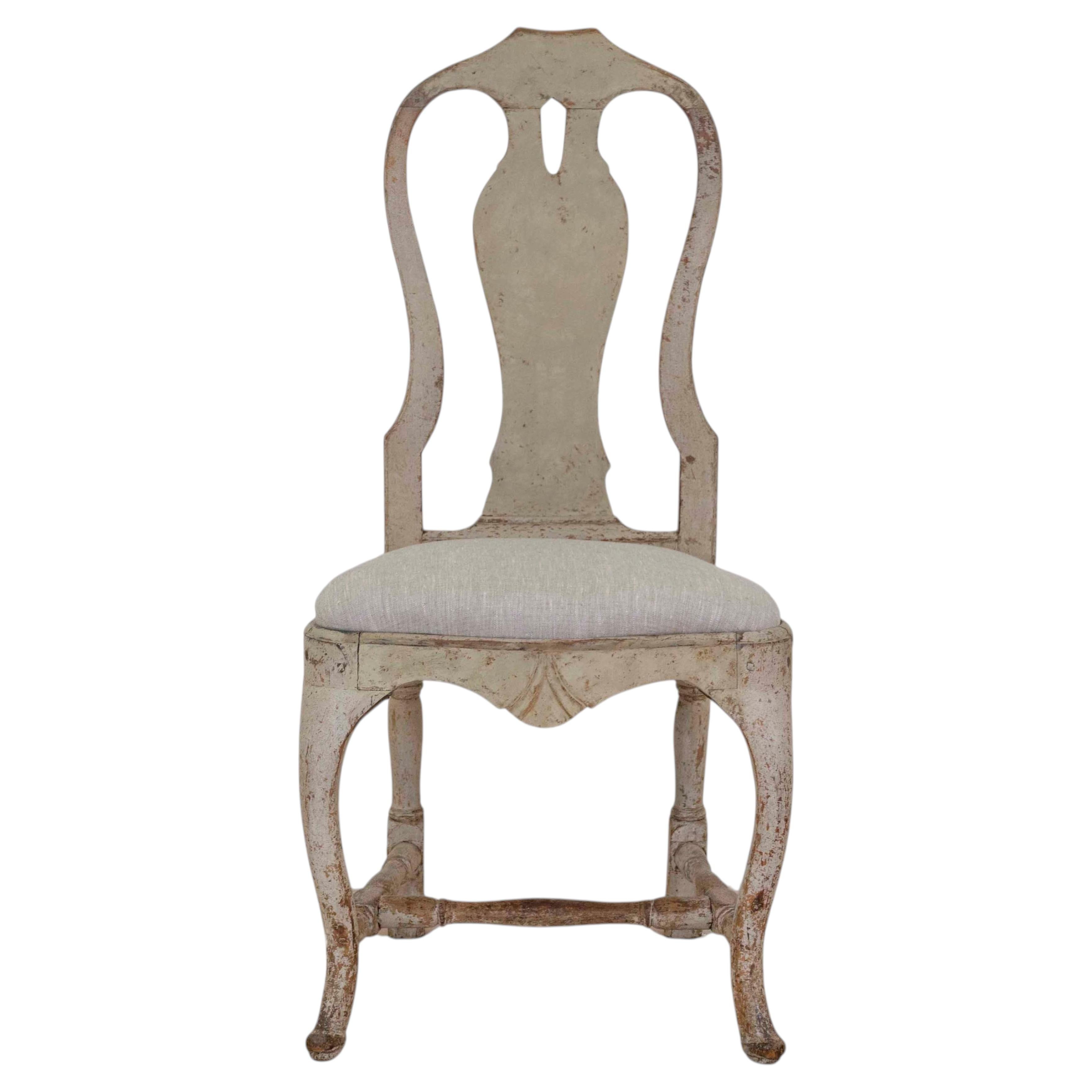 Silla sueca pintada de estilo rococó del siglo XVIII