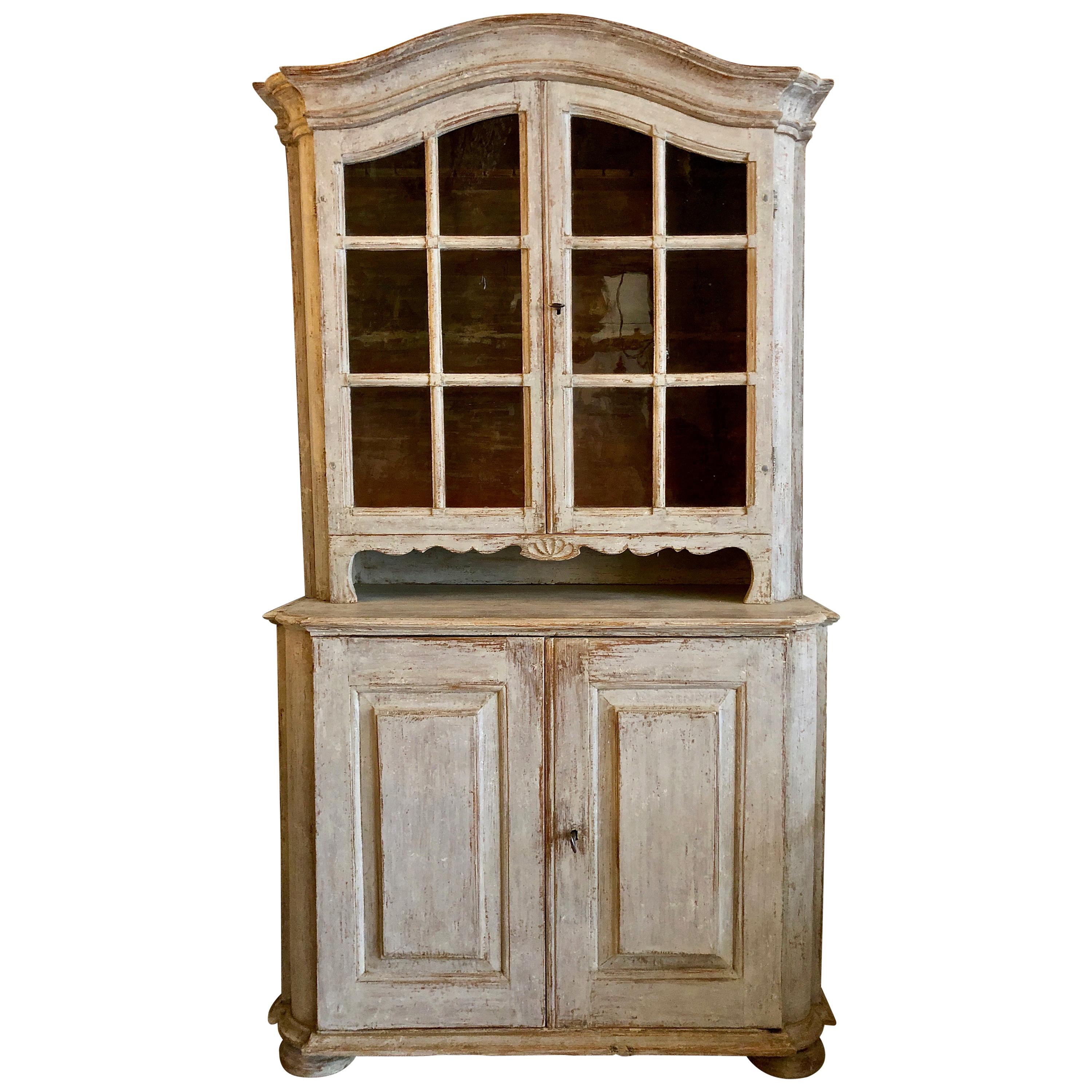 Swedish 18th Century Rococo Period Vitrine Cabinet