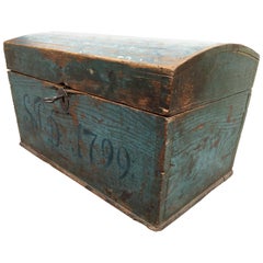 Antique Swedish 18th Century Wooden Monogrammed and Dated Folk Art Box