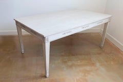 Swedish 1900 Gustavian Style Dining Table with Carved Apron and Fluted Legs