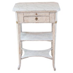 Antique Swedish 1900s Gustavian Style Painted Console Table with Two Drawers and Shelves