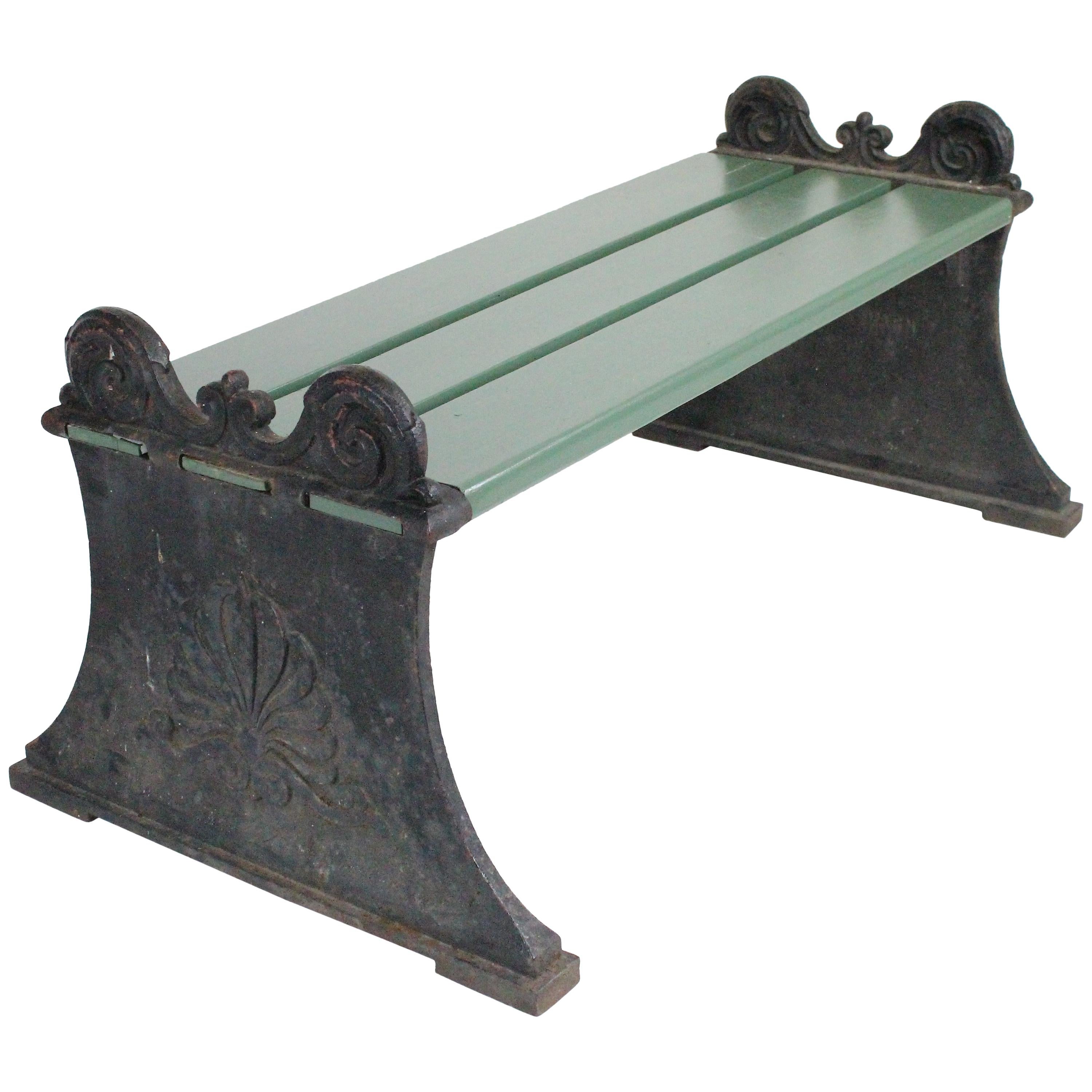 Swedish 1920s Cast Iron Park Bench Designed by Folke Bensow