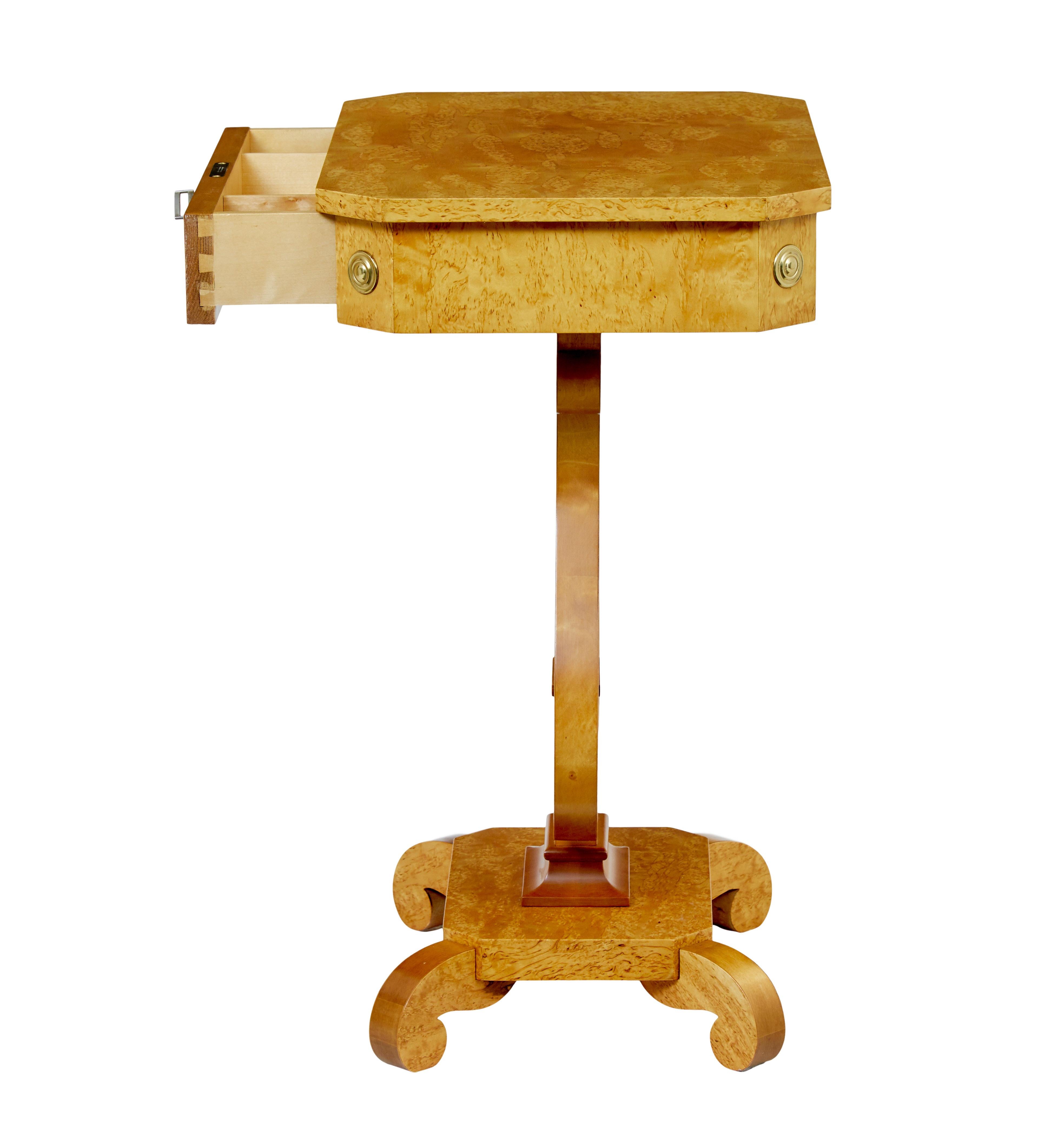 20th Century Swedish 1920’s empire revival birch lyre form side table For Sale