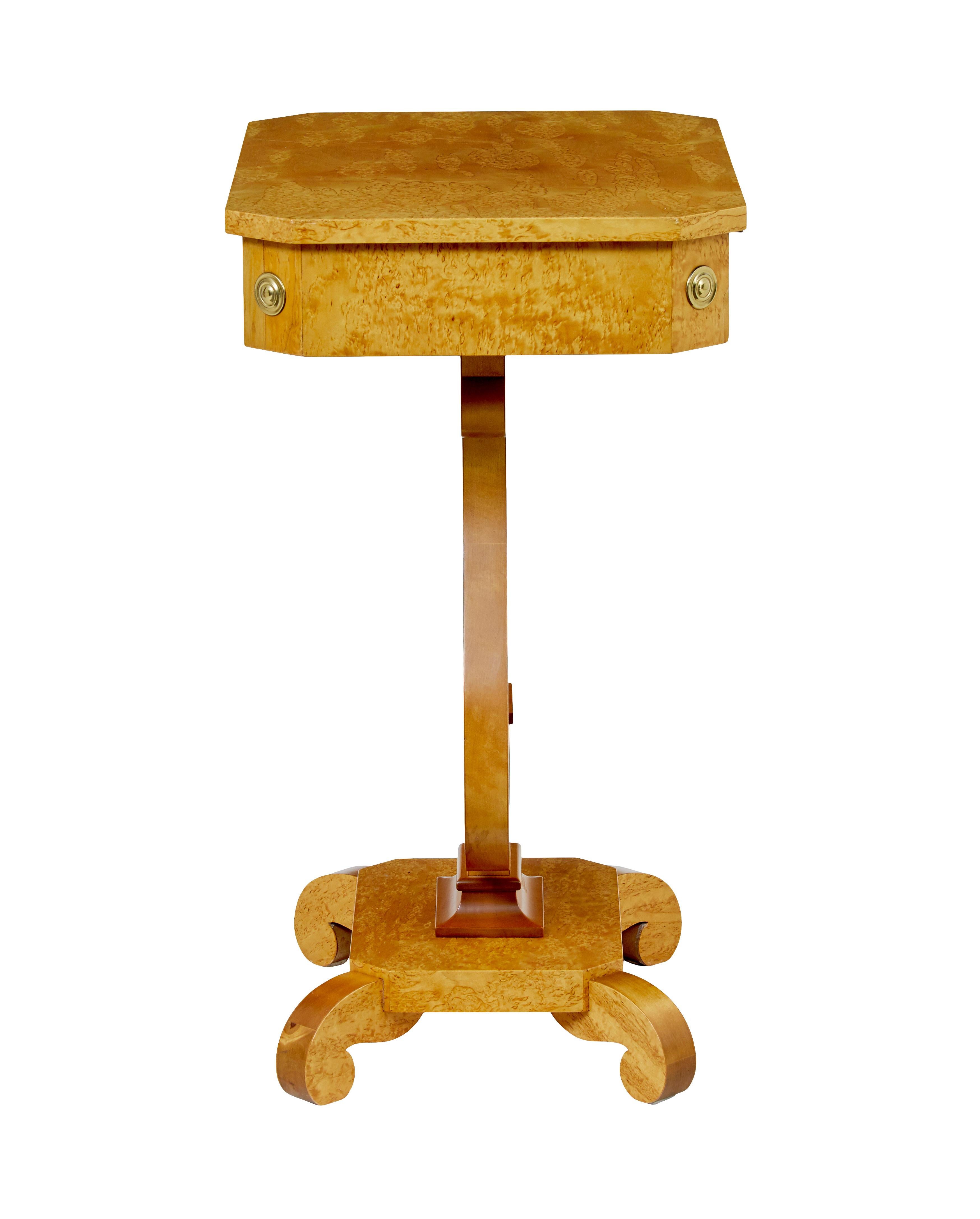 Swedish 1920’s empire revival birch lyre form side table For Sale 1