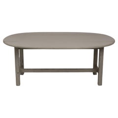 Swedish 1920s Gay Painted Drop Leaf Coffee Table with Oval Top and Stretcher